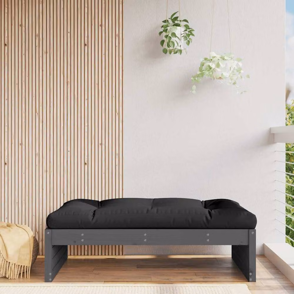 Berkfield Home Rustic Grey Garden Footstool in Solid Pine, W: 120 cm, D: 80 cm, H: 80 cm – 2