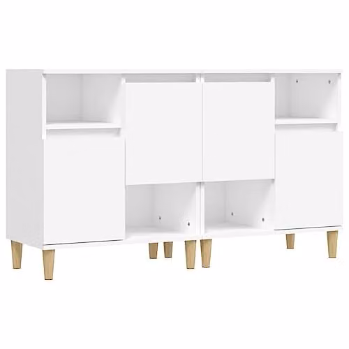 vidaXL Set of 2 Scandinavian Style White Sideboards in Engineered Wood, W/D/H: 60 x 35 x 70 cm