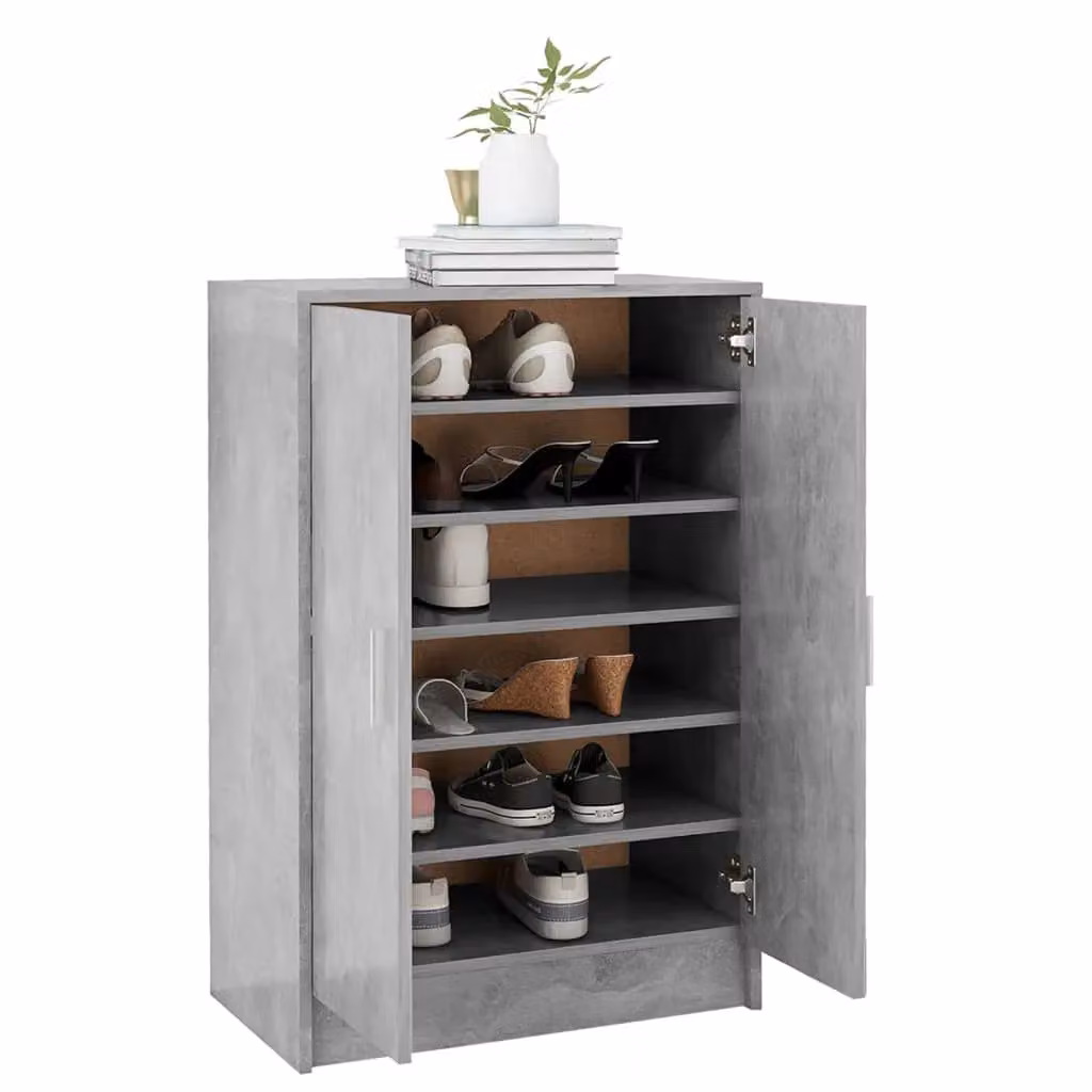 Berkfield Home Modern Shoe Cabinet in Concrete Grey, W/D/H: 60 x 35 x 92 cm – 2