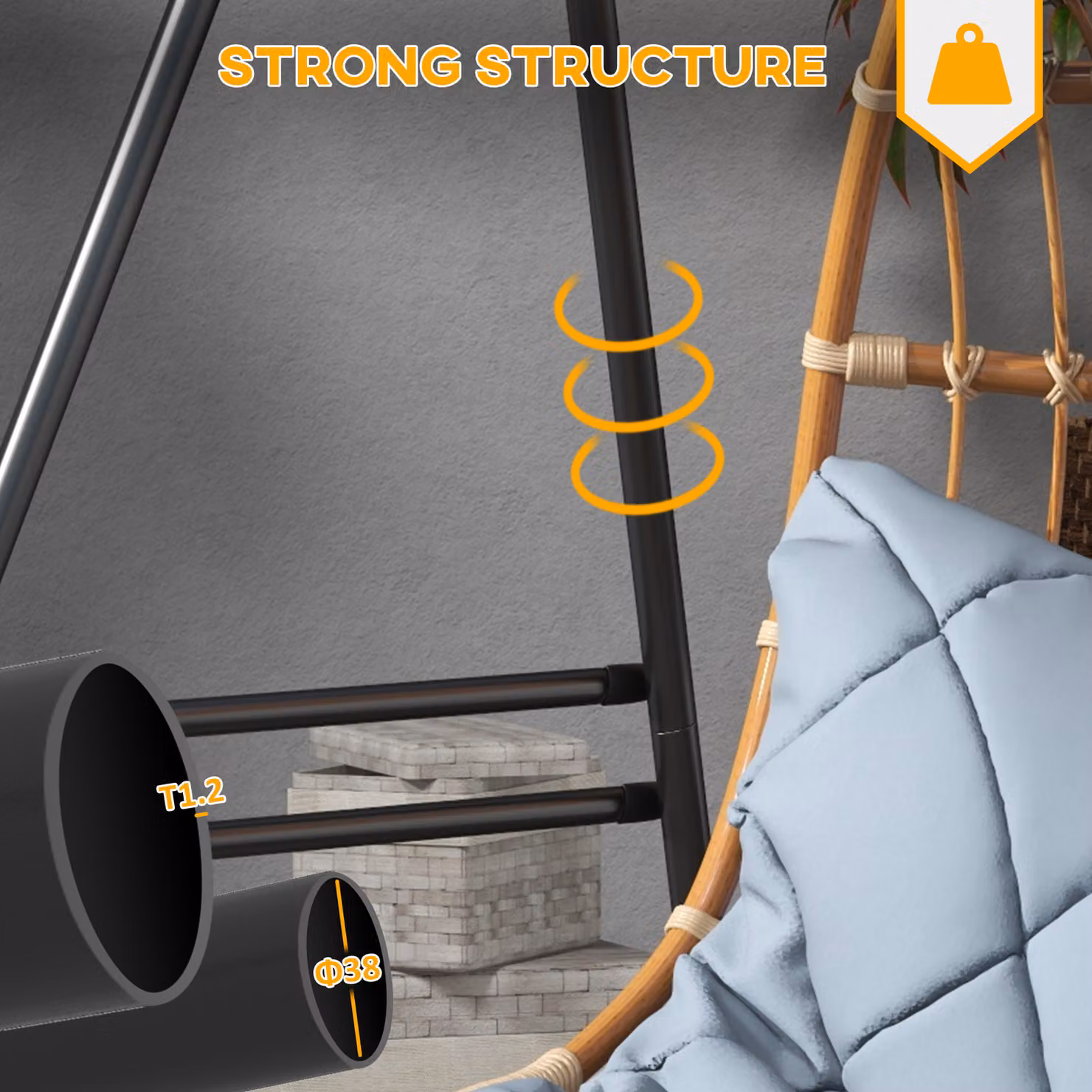 Outsunny Heavy Duty Metal Hammock Chair Stand in Black – 3