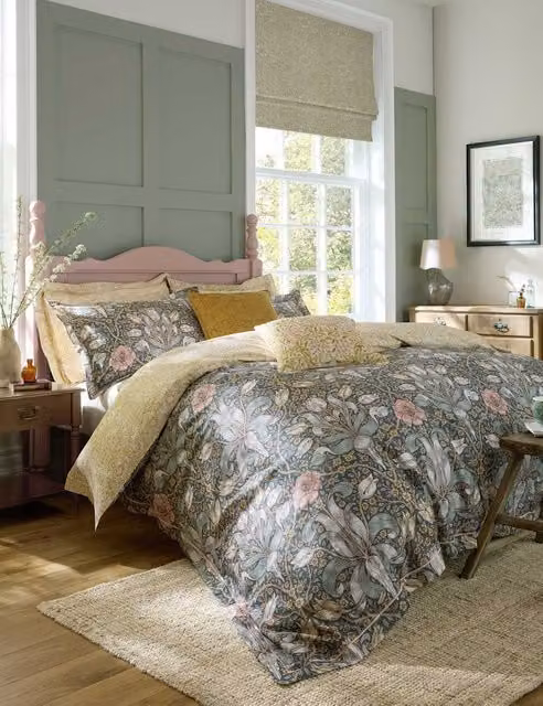William Morris At Home Spring Thicket Reversible Cotton Sateen Bedding Set, Multicolour, W: 180 cm, H: 200 cm