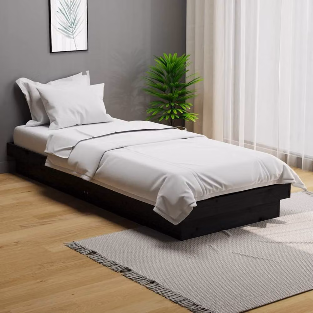 Berkfield Home Small Single Solid Wood Bed Frame in Black, W/D/H: 75 x 190 cm – 2
