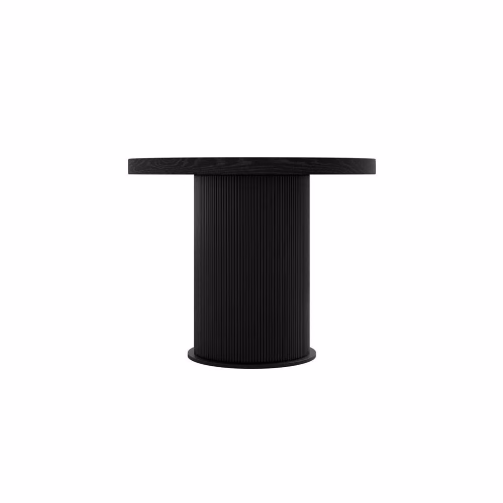 Wyld Haus Kanturk Black Dining Table with Ribbed Wood Veneer Pedestal, W: 220 cm, D: 100 cm, H: 76 cm – 3