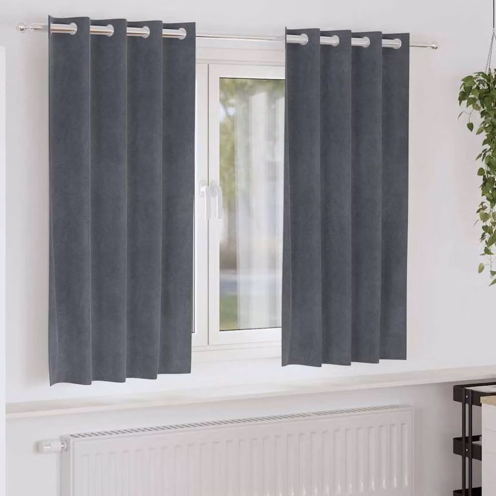 Berkfield Home Blackout Velvet Eyelet Curtains, 2 Pack, Dark Grey – 2