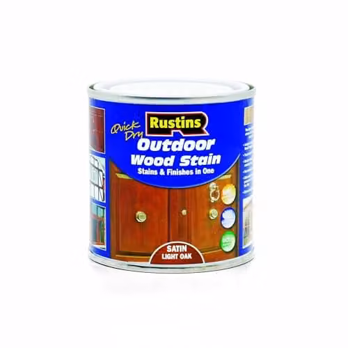 Rustins Quick Dry Exterior Woodstain Satin Light Oak, 250ml, Brown – 1