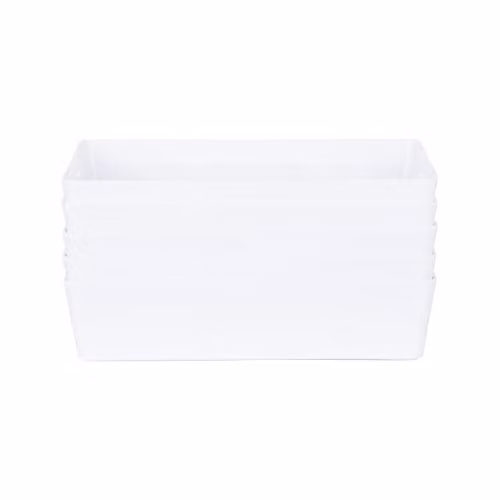 Wham Studio 5 x 6L Rectangular Plastic Storage Baskets with Handles, White
