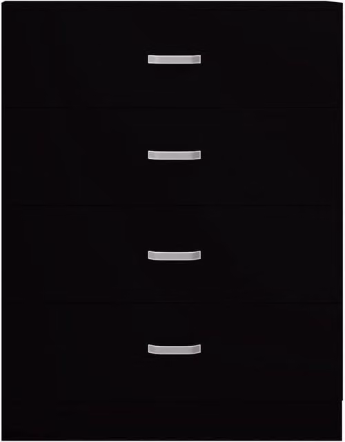 Havendro Matt Black 4 Drawer Chest Sideboard with Curved Metal Handles – 1