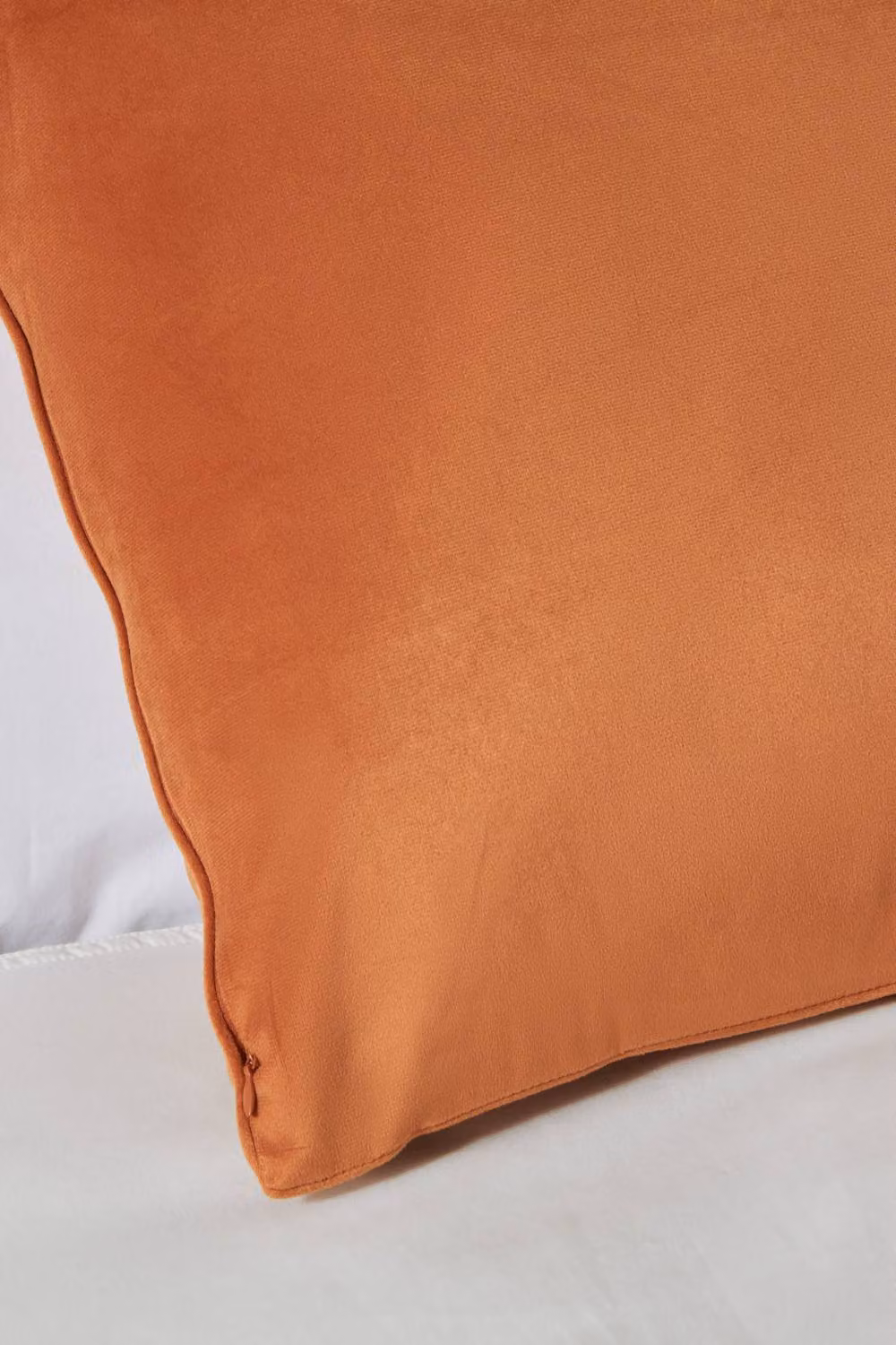 BHS Large Orange Velour Square Piped Cushion, W: 59.0 cm x D: 59.0 cm – 2