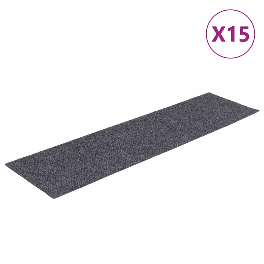Berkfield Home Self-adhesive Rectangular Stair Mats, 15 Pieces, Light Grey, W: 76 cm, D: 20 cm – 2