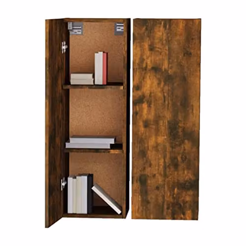 vidaXL Set of 2 Modern TV Cabinets in Brown Engineered Wood, W/D/H: 30.5 x 30.0 x 90.0 cm – 6