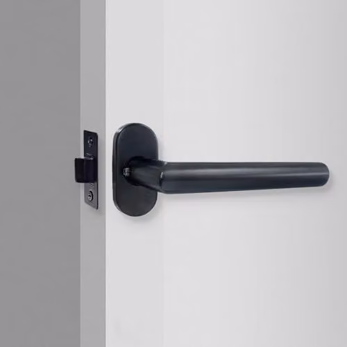 Forgeworks Slim Fit Rose Door Handle and Rosette Set in Matt Black Stainless Steel – 3