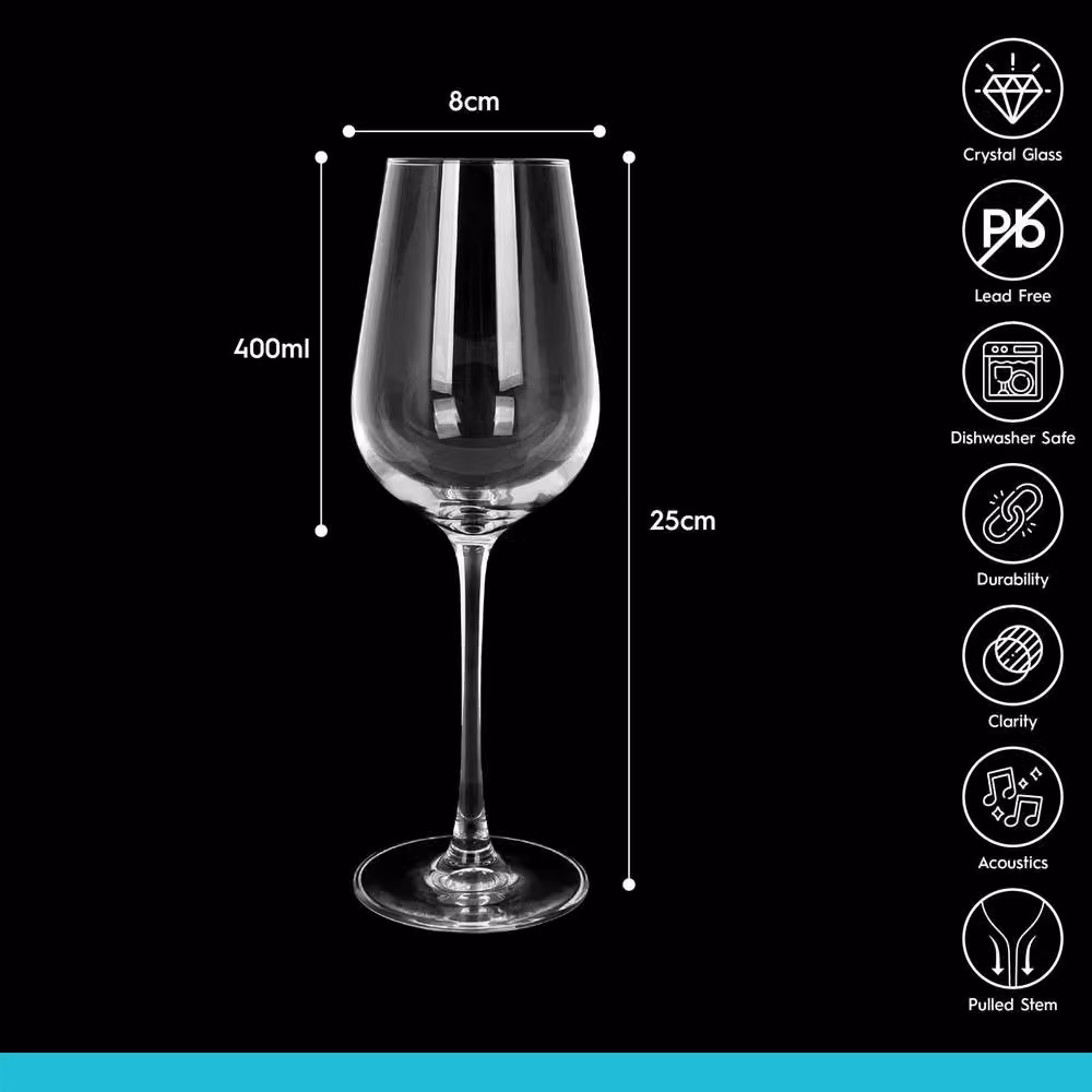 Argon Tableware Knightsbridge Lead-Free Crystal Wine Glasses, 400ml, Pack of 6, Transparent – 4