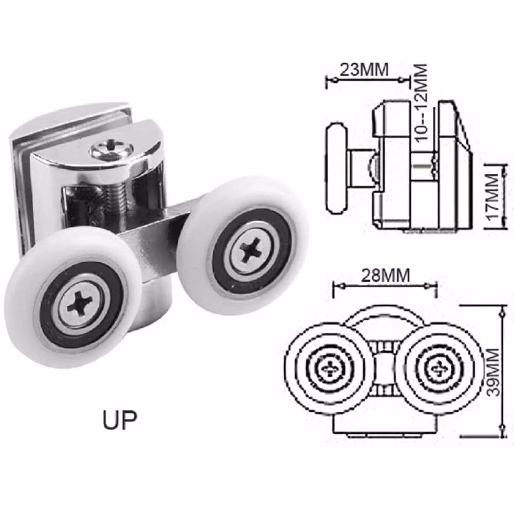 Havendro 4-Pack Silver Zinc Alloy Shower Door Rollers, 25mm Top and Bottom – 2