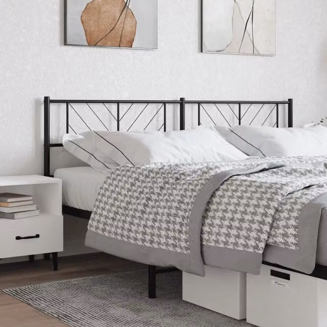 Berkfield Home Classic Metal Headboard in Black – 1