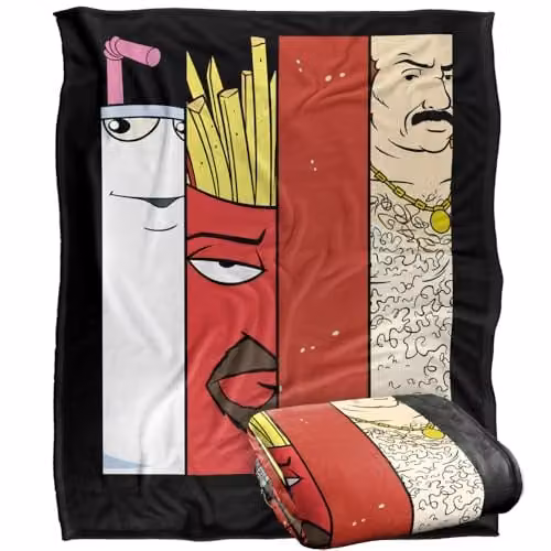 Aqua Teen Hunger Force Group Tiles Silky Touch Super Soft Fleece Throw Blanket, Multicolour, W: 152 cm, D: 127 cm – 1