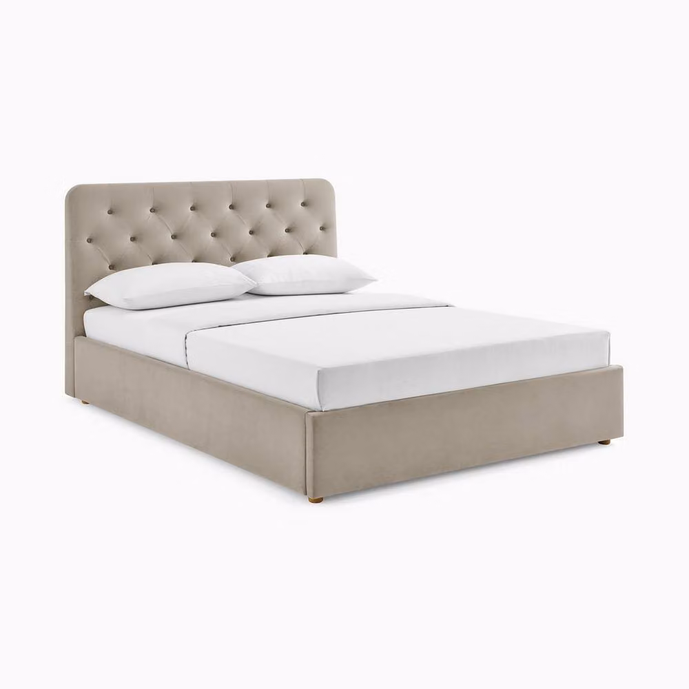 FurnitureboxUK Hayden Taupe Velvet Ottoman Double Bed Frame in Beige, W/D/H: 180 x 200 cm – 2