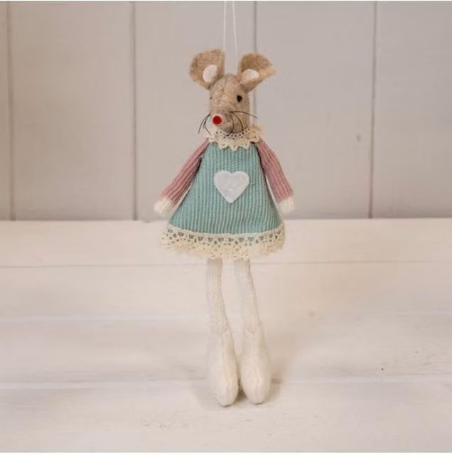 KDMD Green Fabric Hanging Mouse Pendant with Pink Sleeves