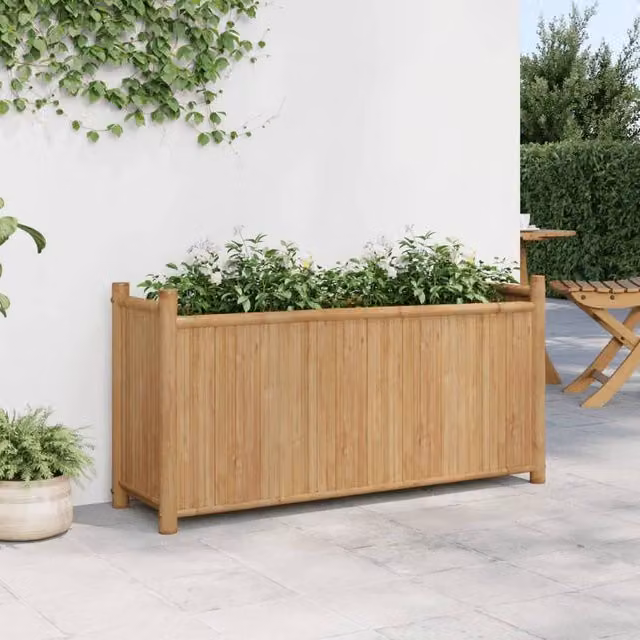 Berkfield Home Bamboo Planter Tub in Brown, W/D/H: 100 x 30 x 50 cm – 1