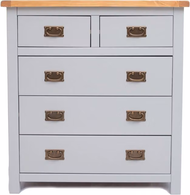 Cabinet Bits Argenta 5 Drawer Chest of Drawers in Light Grey with Gold Handles