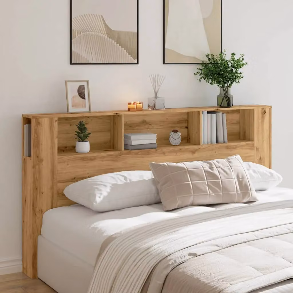 Berkfield Home Artisan Oak Headboard Cabinet in Brown, W/D/H: 200 x 18.5 x 102.5 cm – 3