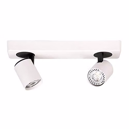 Netlighting Elvira Modern 2-Light Ceiling Spotlights in Black and White with Aluminium and White Shades, GU10