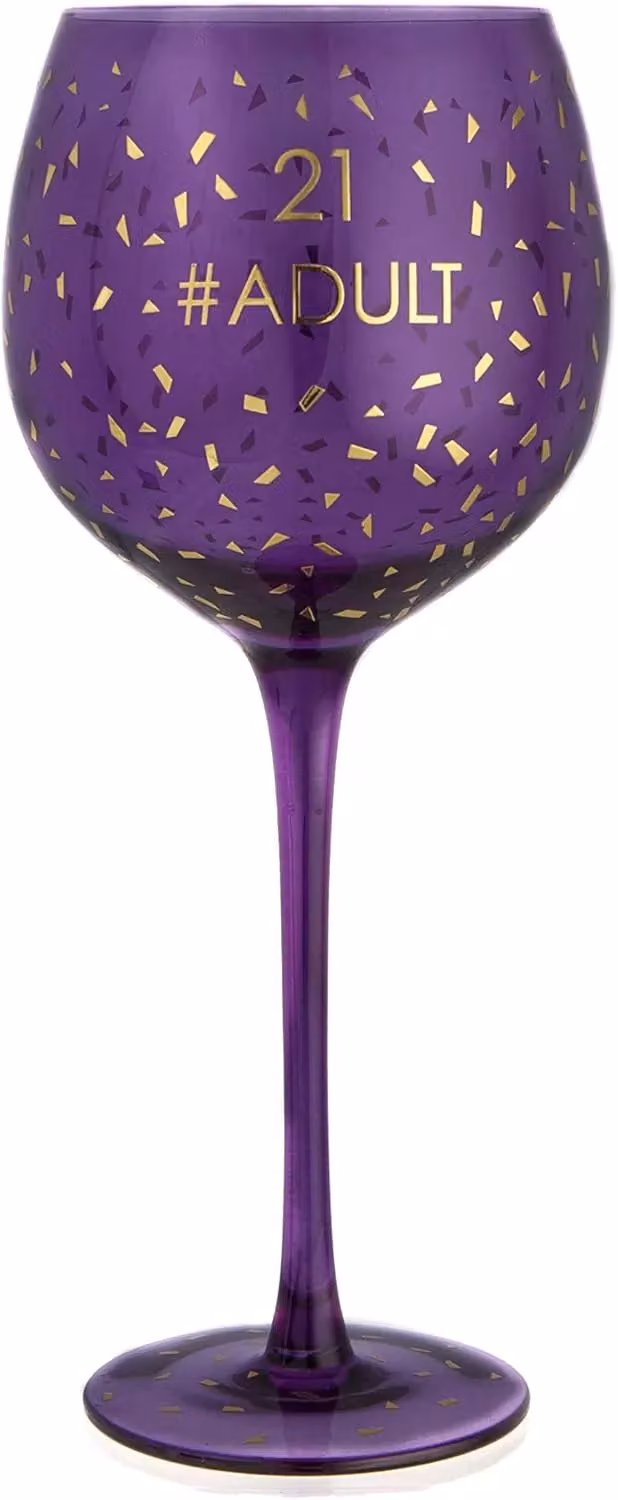 Boxer Gifts 21st Birthday Purple and Gold Wine Glass, 600ml – 4