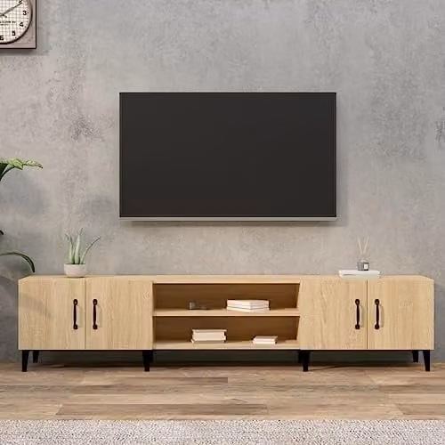 vidaXL Modern TV Cabinet in Oak, W: 180 cm, D: 31.5 cm, H: 40 cm – 2