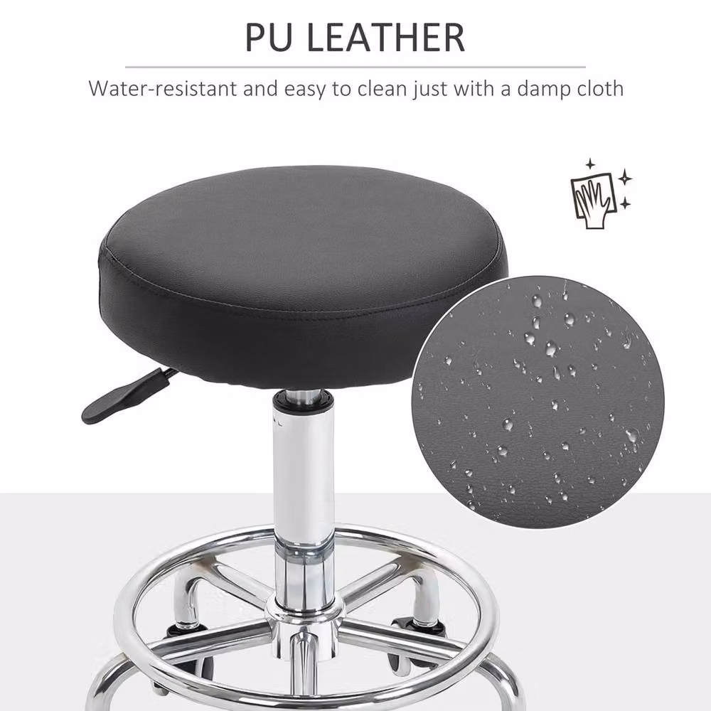 EONLION Black PU Leather Salon Beautician Stool – 3