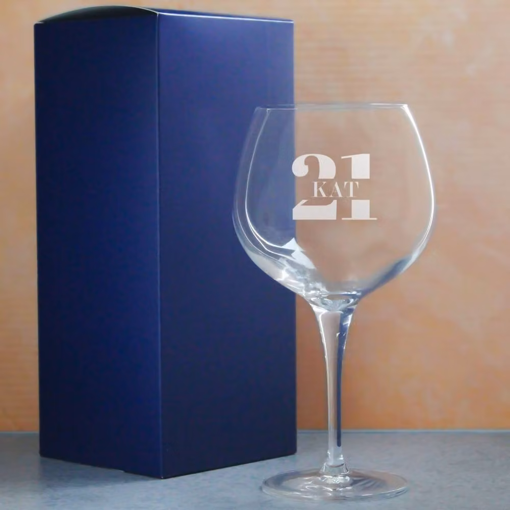 Uniqueful Personalised 21st Birthday Primeur Gin Balloon Cocktail Glass in Clear – 2