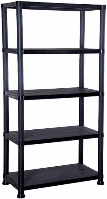 Garden Mile Heavy-Duty Black Plastic Freestanding Storage Shelves