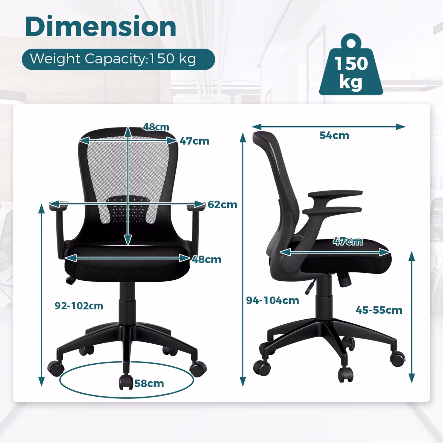 Gymax Ergonomic Mesh Executive Office Chair in Black – 2