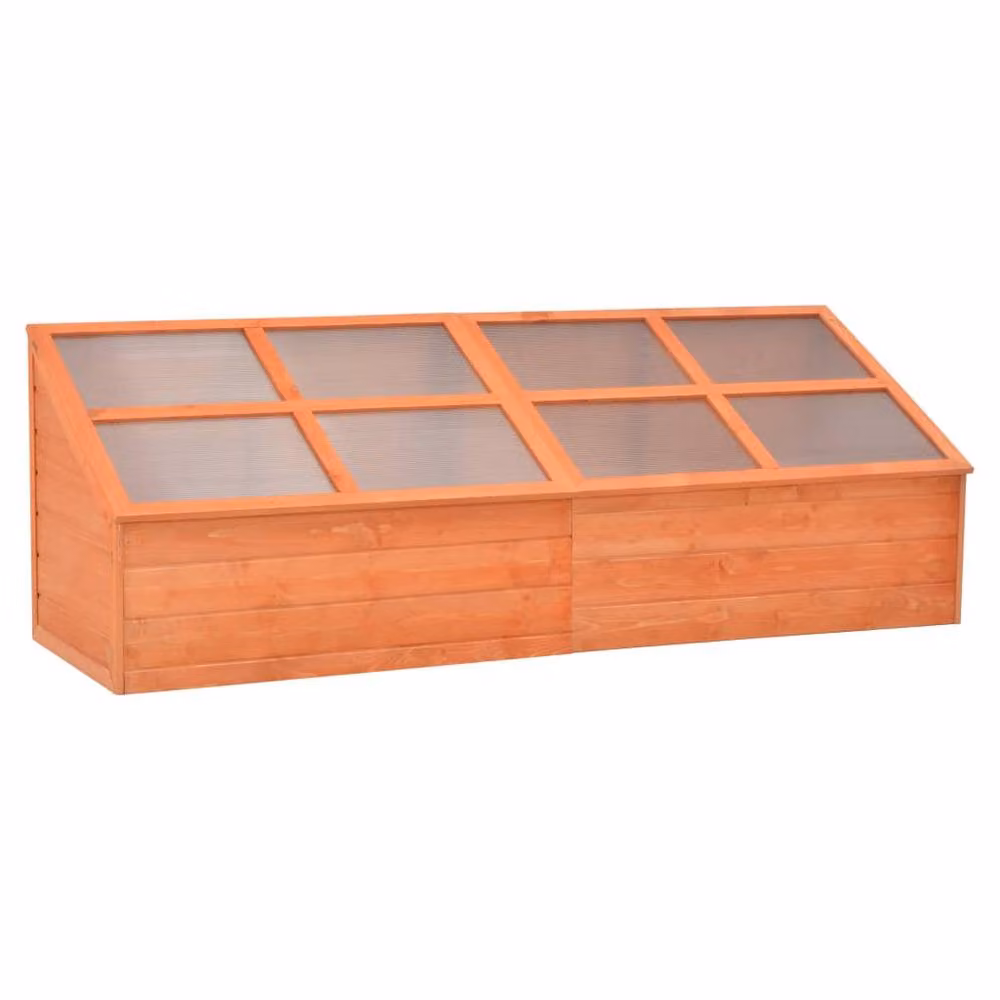 Berkfield Home Brown Wood and Polycarbonate Lean-to Pent Greenhouse, W/D/H: 180 x 57 x 62 cm – 2