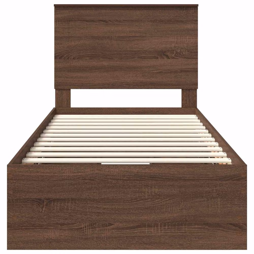 Berkfield Home Modern Bed Frame with Drawers in Brown Oak, W/D/H: 90 x 200 cm – 4