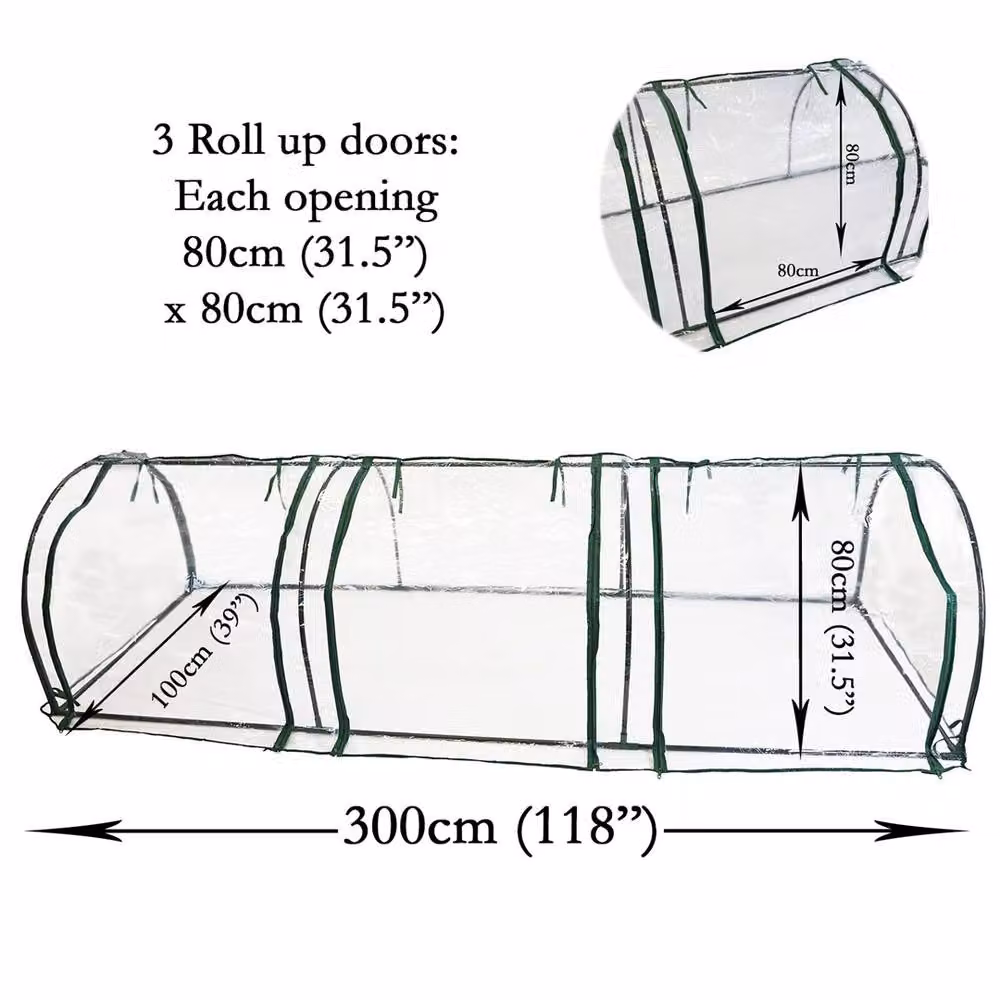 Havendro Large Green Tunnel Greenhouse with Metal Frame and PVC Cover, W/D/H: 80 x 80 x 80 cm – 2