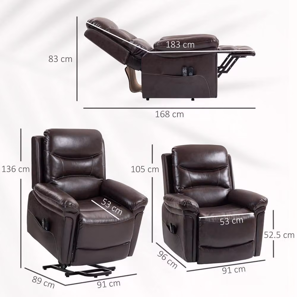 STILVORA Brown Relax Recliner Chair with USB, Massage and Powered Lift Assist – 3