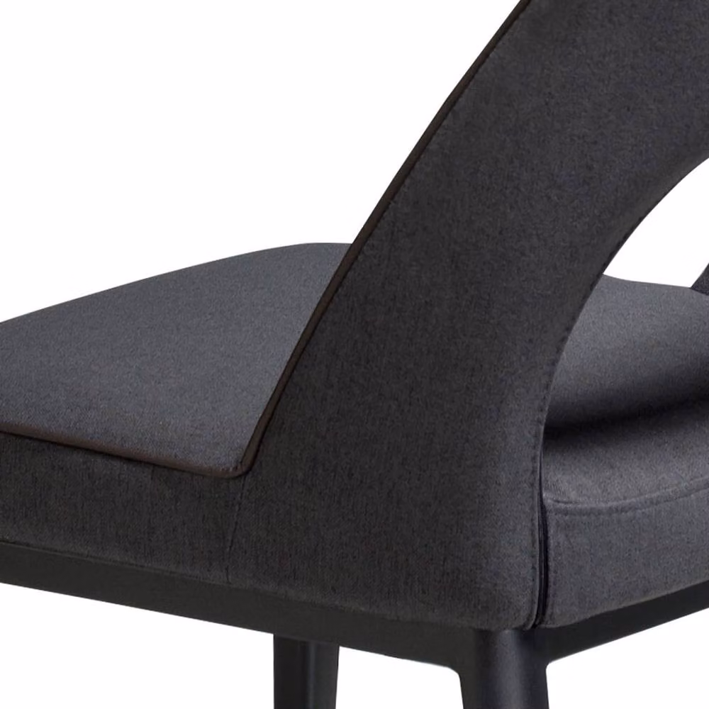 Angel Cerda Modern Grey Fabric Dining Chair with Black Metal Legs – 5