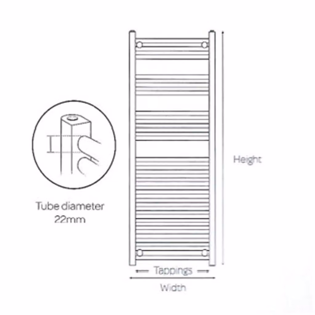 Clifton Chrome Vertical Bathroom Towel Rail, Silver, H x W: 1000 x 500 mm – 2
