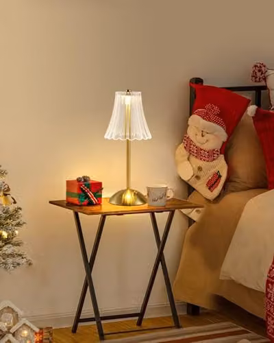 Harper Living Rechargeable LED Table Lamp, Dimmable Touch Control Bedside Reading Light in Gold/Brass Finish – 4