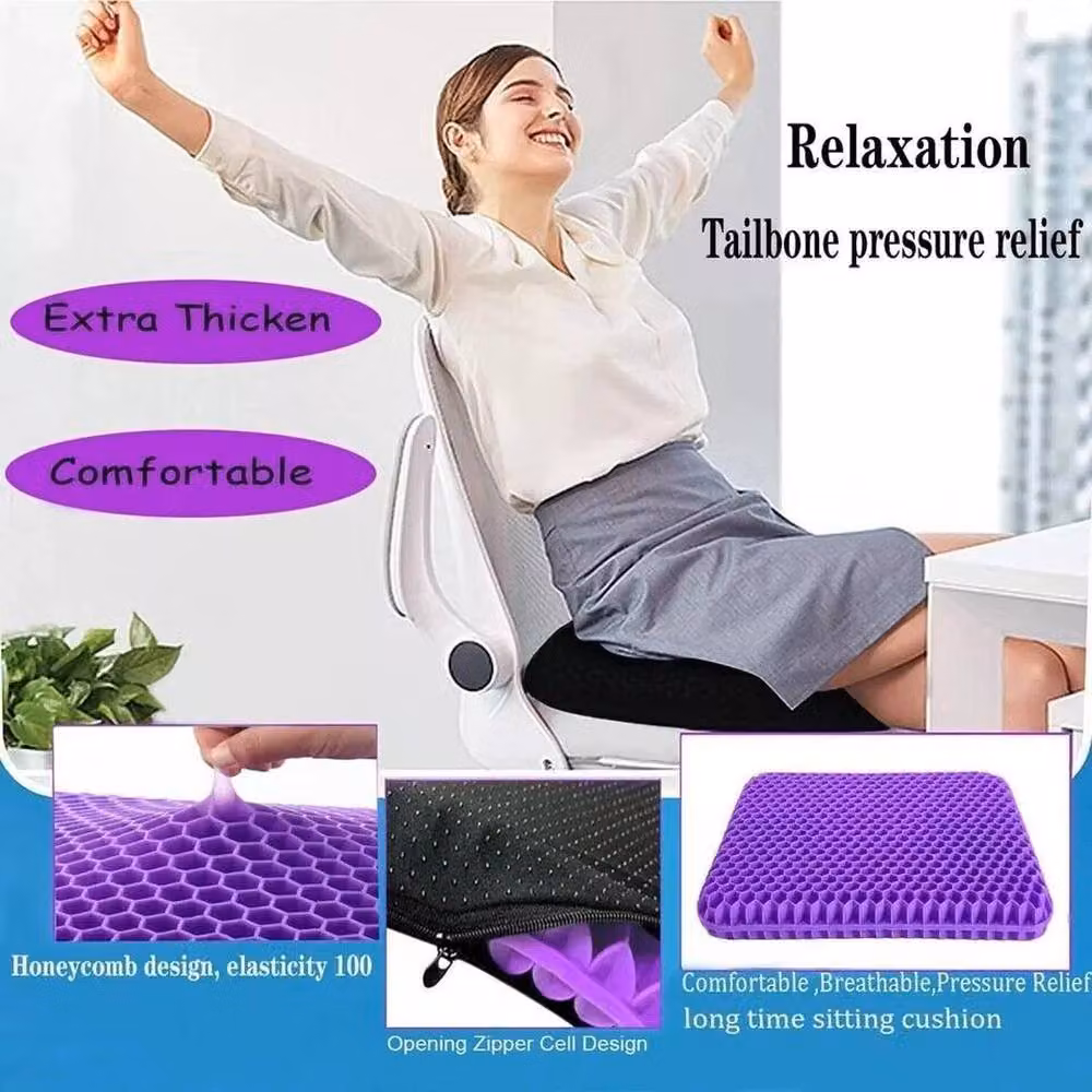 FLAVORA Orthopaedic Gel Breathable Seat Cushion Pad, Purple, W: 190 cm, D: 100 cm – 4