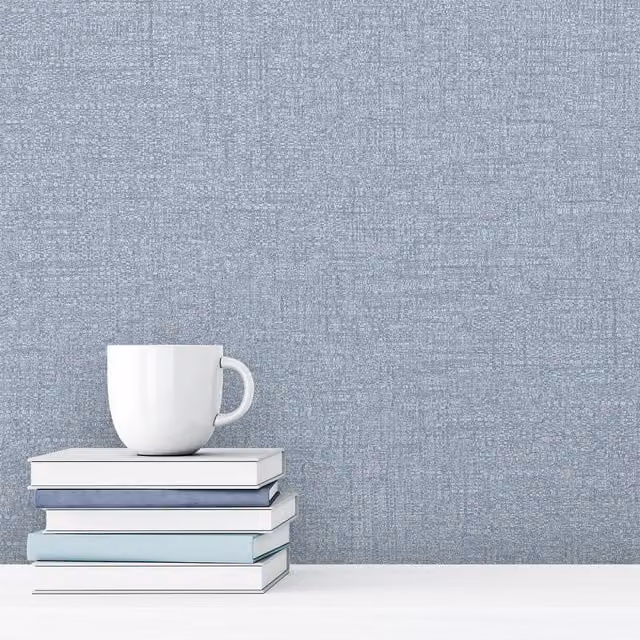 Grandeco Abstract Blue and Grey Textile Textured Vinyl Wallpaper