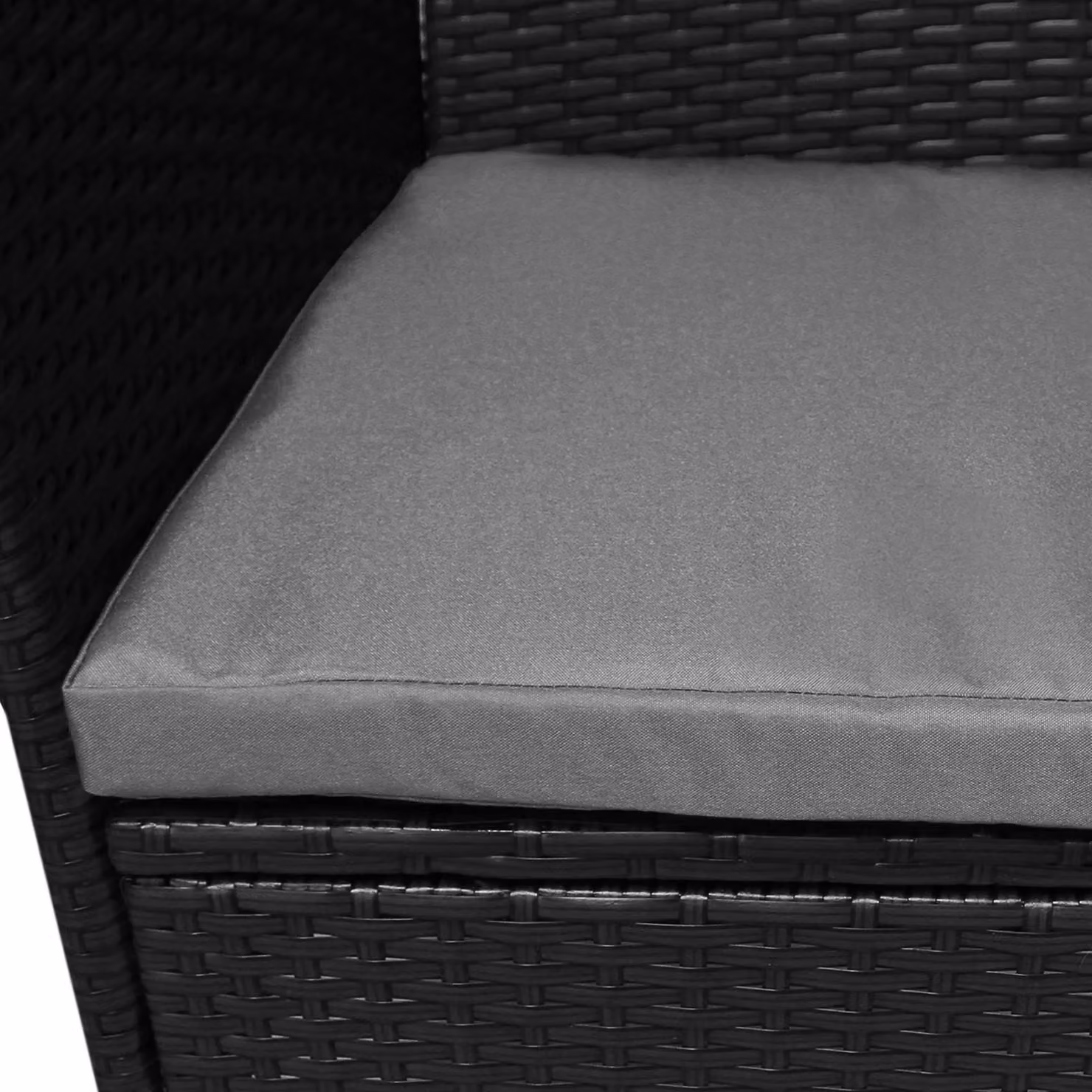 Jardi Black Rattan Bistro Set with Glass Tabletop – 4