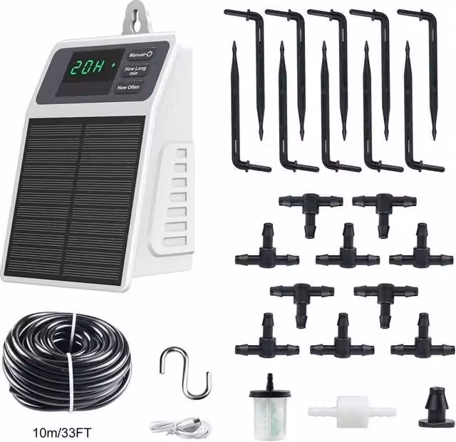 SPETLEK Solar Automatic Drip Irrigation Kit for Outdoor Gardens in White