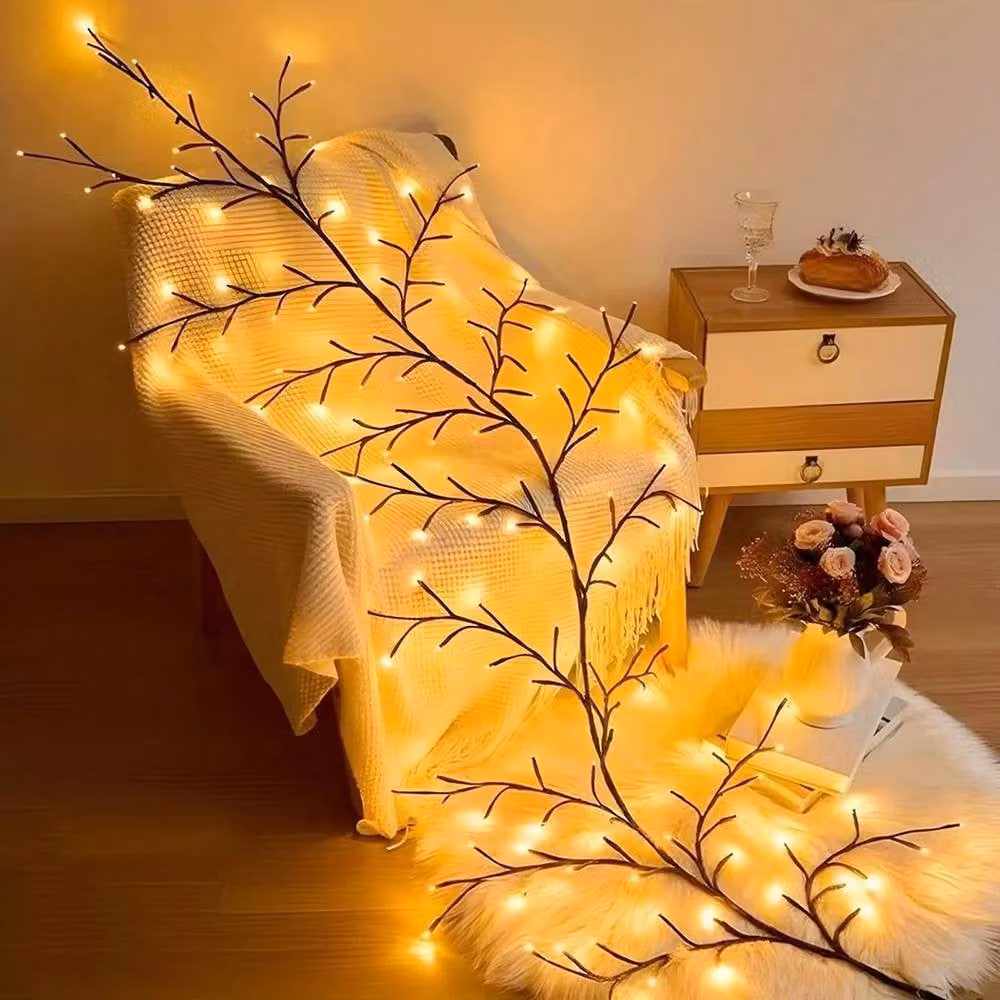 Kelvenix Solar LED Willow Fairy String Lights in Brown with Warm White Light for Outdoor and Garden Use – 2