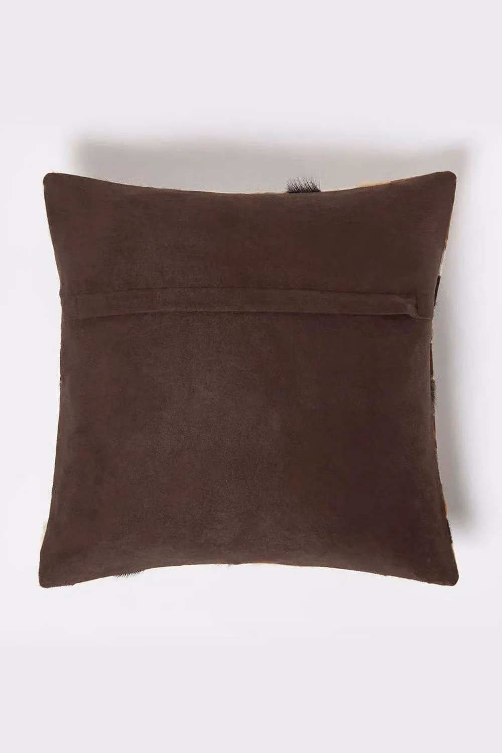 Homescapes Brown Checked Leather Cushion with Suede Reverse, W/D/H: 45 x 45 x 45 cm – 3
