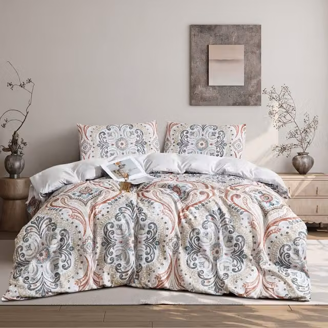 Ezysleep Floral Printed Duvet Set and Pillowcase in Multicolour Pink Boho Style, 230 cm