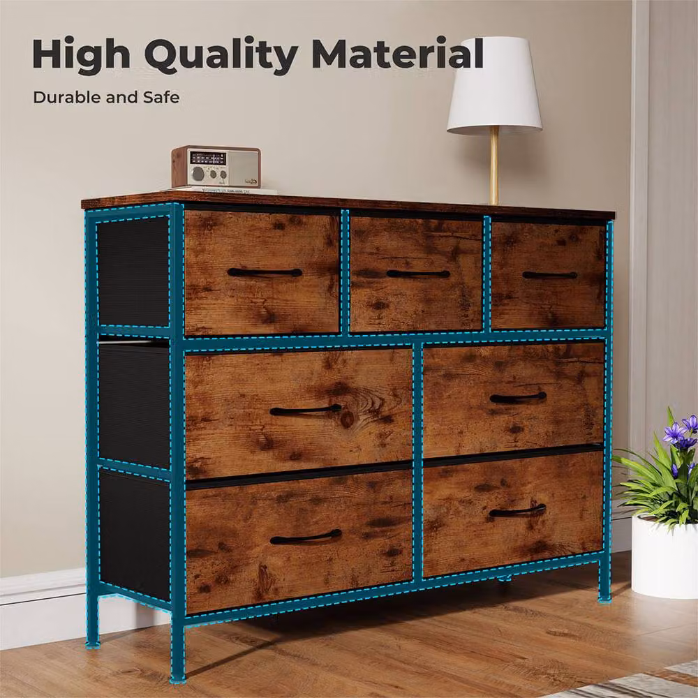Levede 7 Drawer Fabric Chest of Drawers Storage Organiser in Brown – 2
