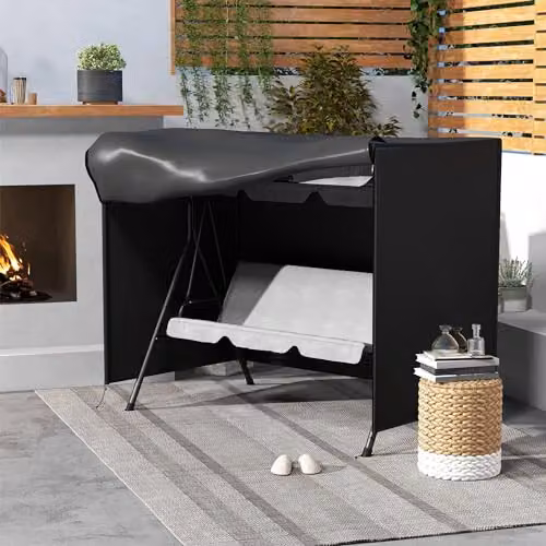 Outsunny 3 Seater Patio Swing Chair Cover, Black, W/D/H: 205 x 124 x 164 cm – 2