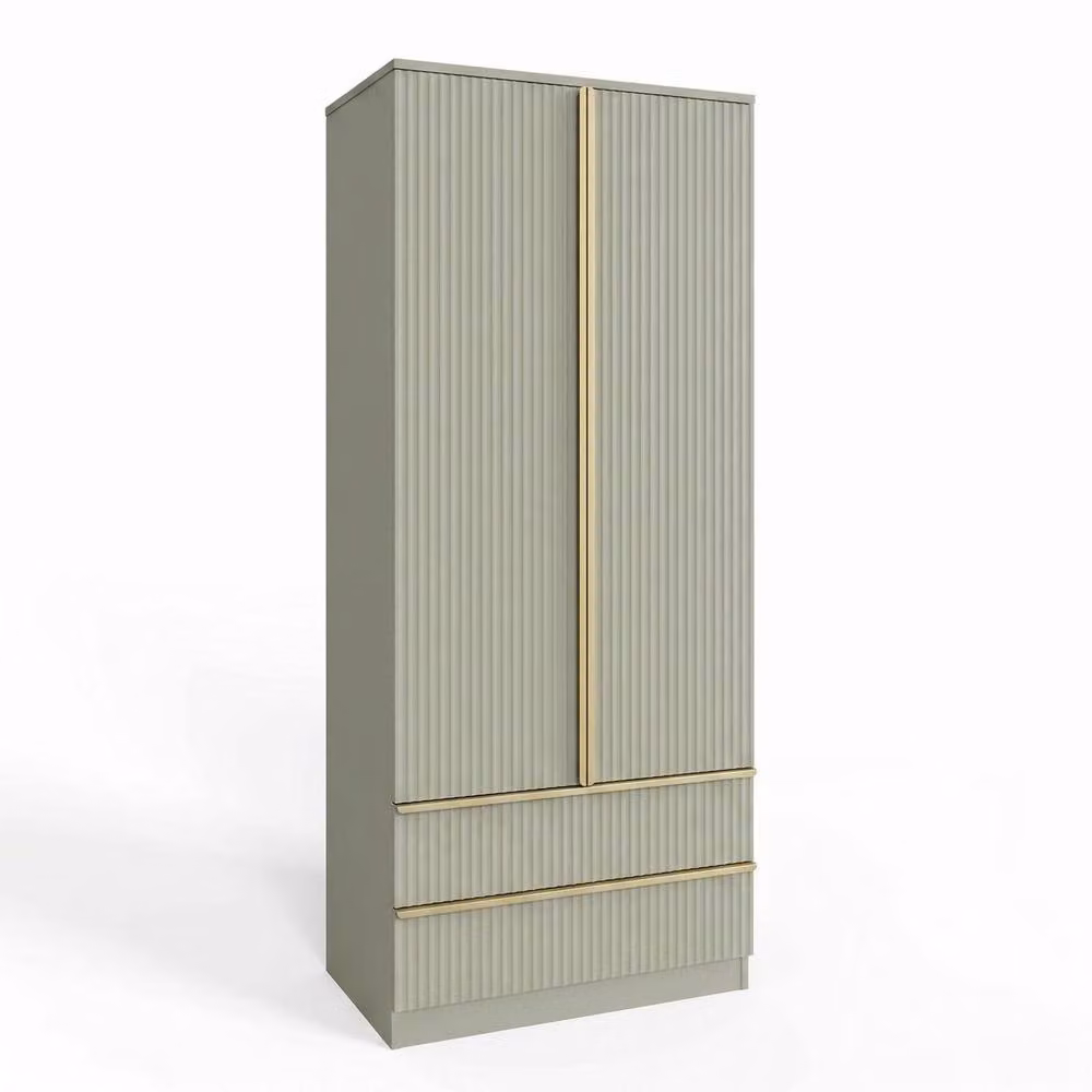 FWStyle Green 2 Door 2 Drawer Combination Wardrobe with Scalloped Effect Matt Finish – 3