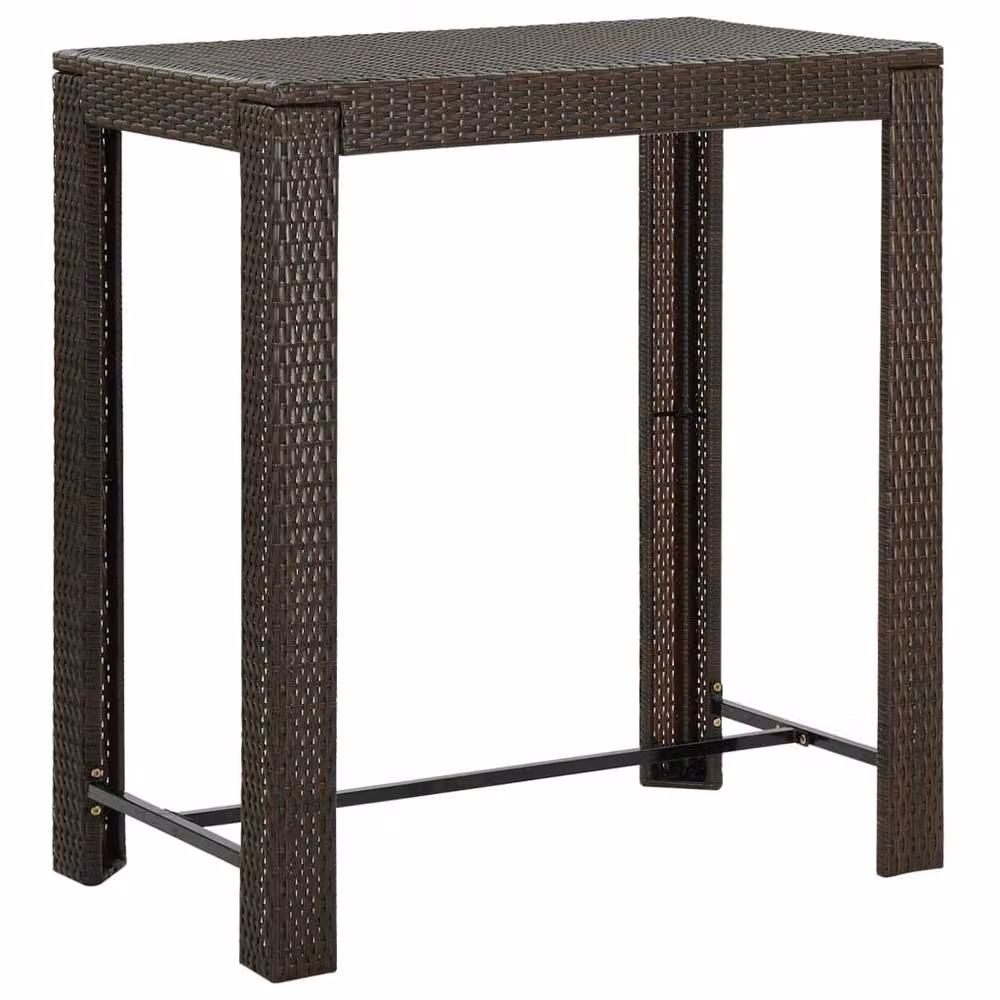 Berkfield Home Modern Garden Bar Table in Brown Poly Rattan and Steel, W: 100 cm, D: 60.5 cm, H: 110.5 cm – 2