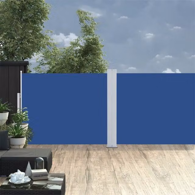 Berkfield Home Blue Retractable Polyester Side Awning W/H: 140 x 1000 cm – 1